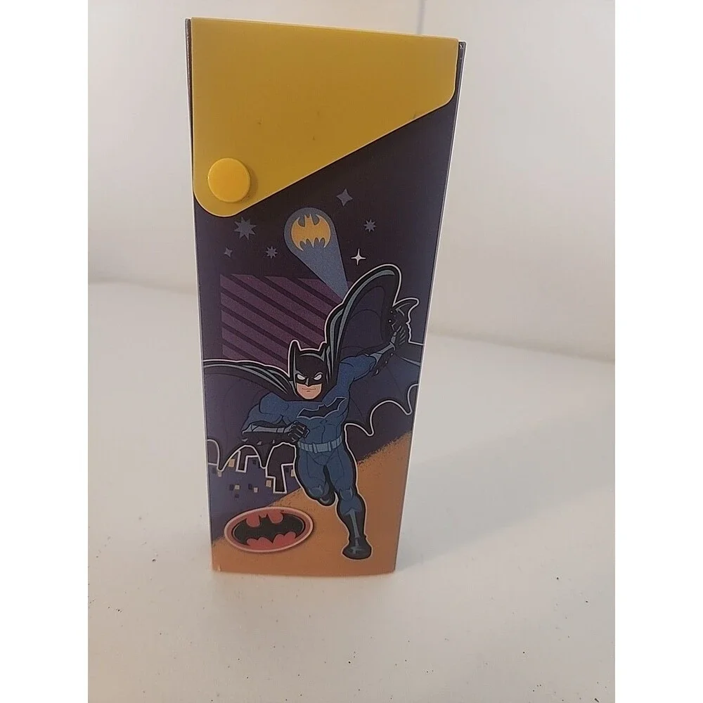 New With Tags DC Batman Yellow Plastic Pencil Case With Snap Closure Cartoon
